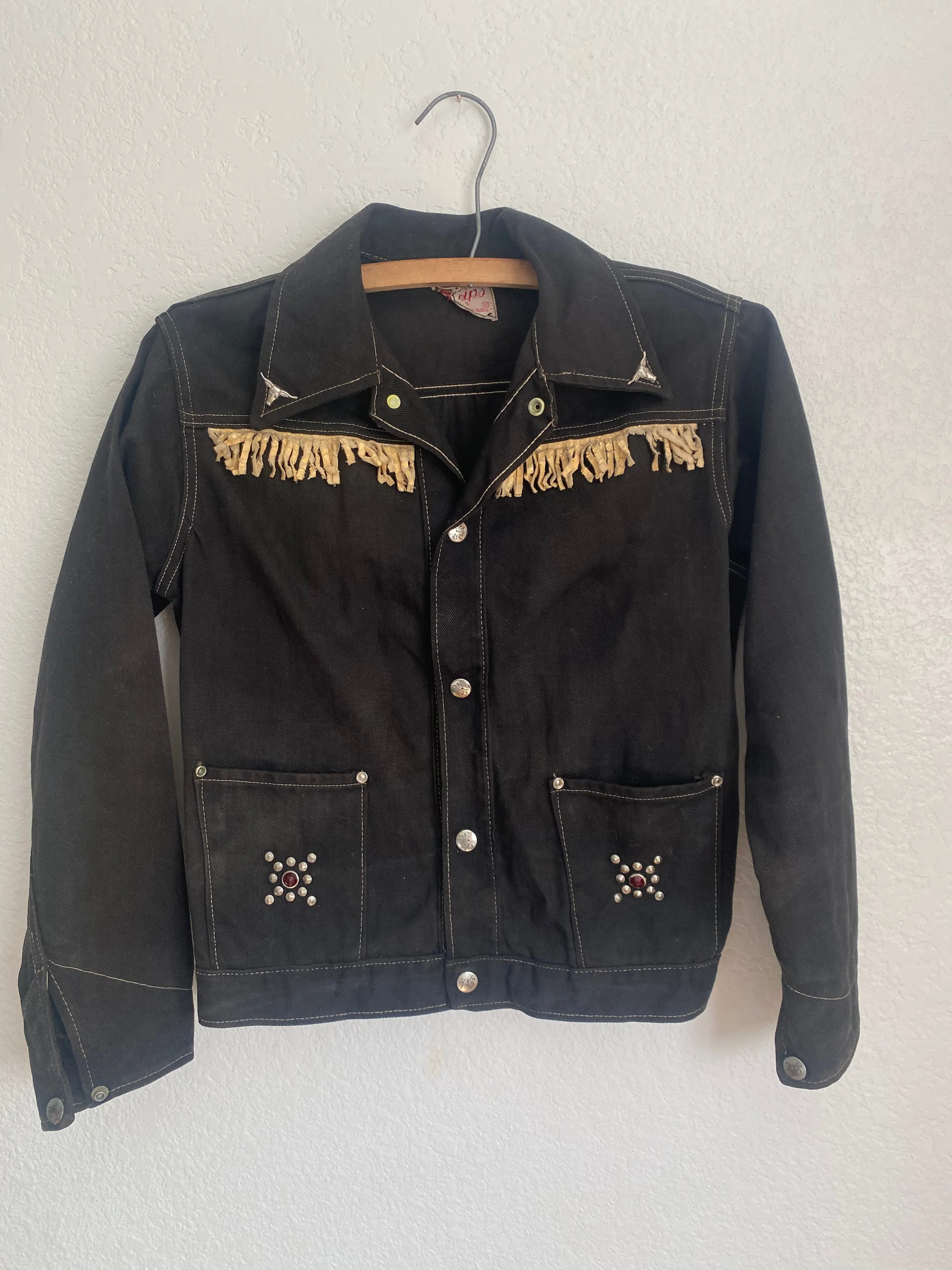 1950s ‘Chips’ Black studded and jewel Denim Jacket