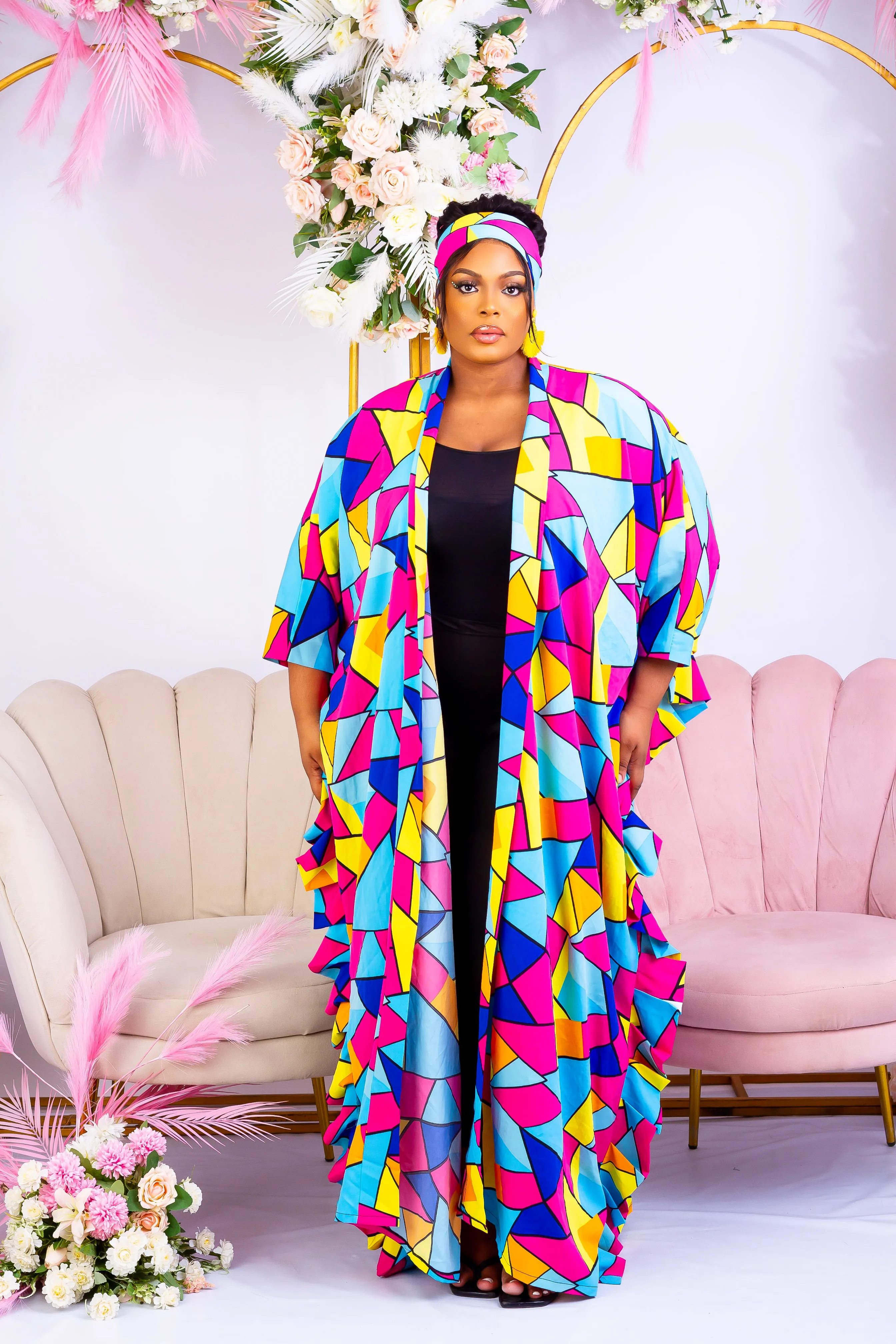 African Print Crepe Kimono  - Akwaugo