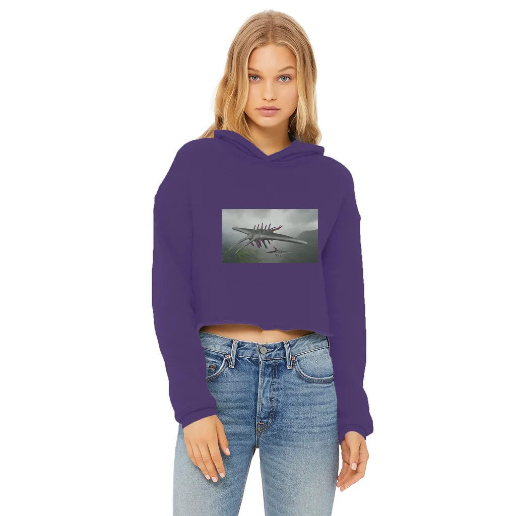 Alpha Creature Ladies Cropped Raw Edge Hoodie