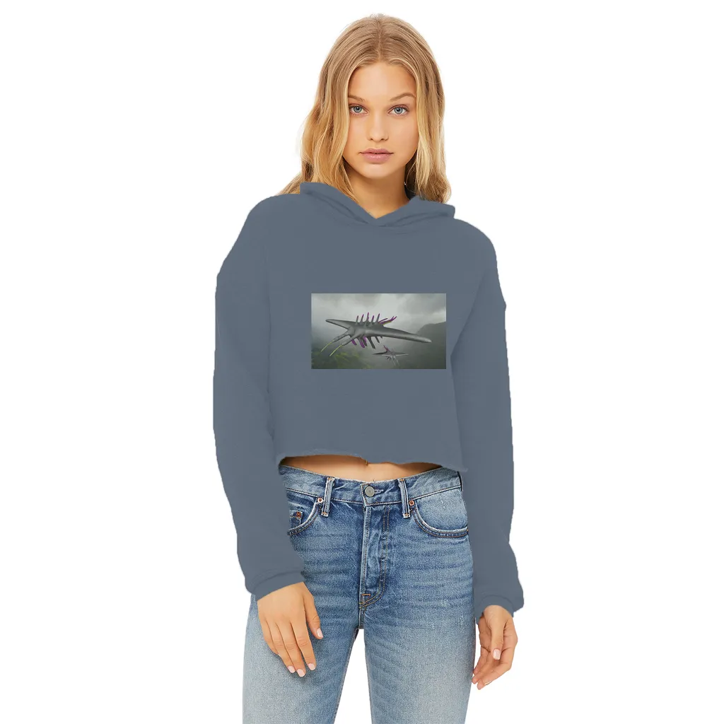 Alpha Creature Ladies Cropped Raw Edge Hoodie