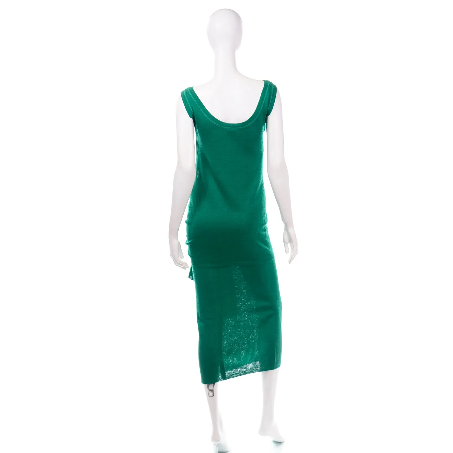 Angelo Tarlazzi Vintage Green Stretch Knit Sleeveless Dress