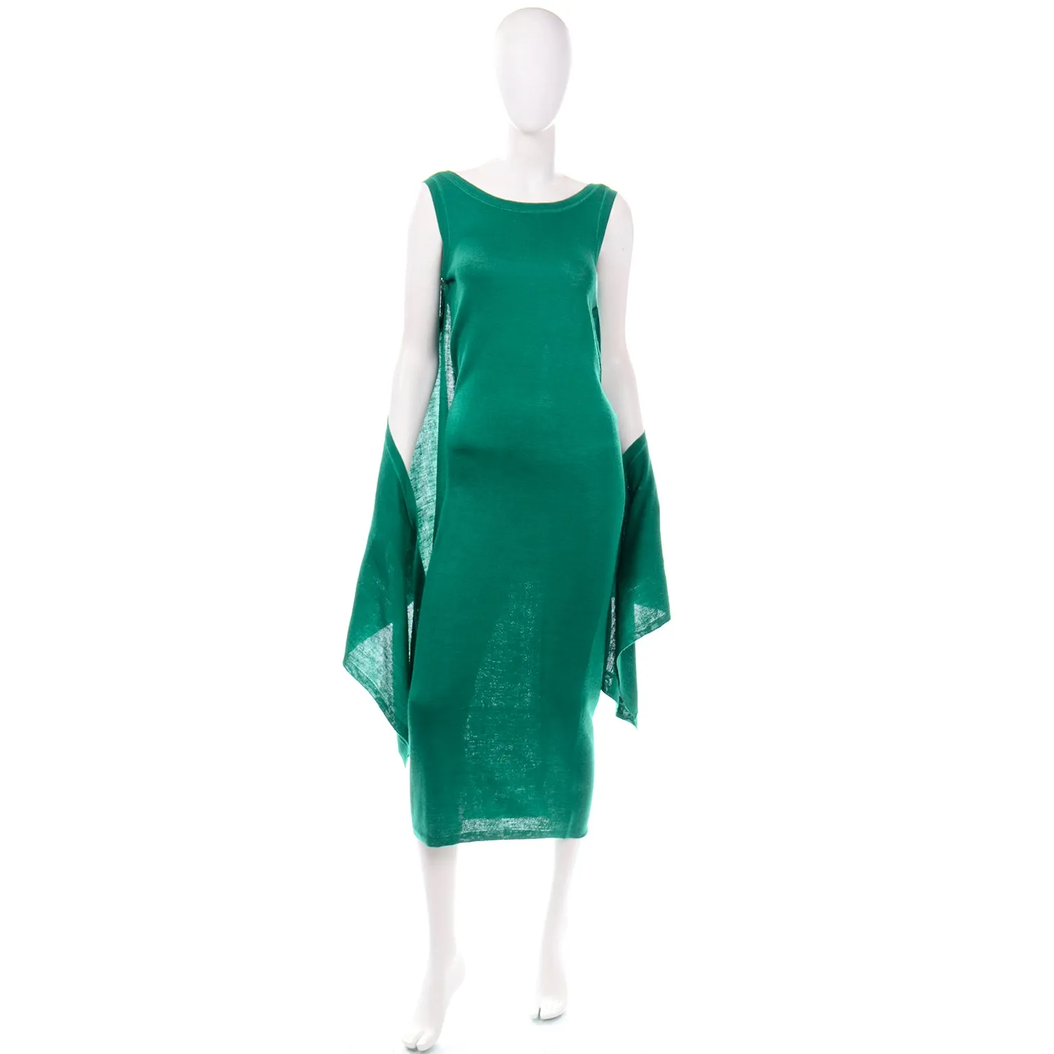 Angelo Tarlazzi Vintage Green Stretch Knit Sleeveless Dress