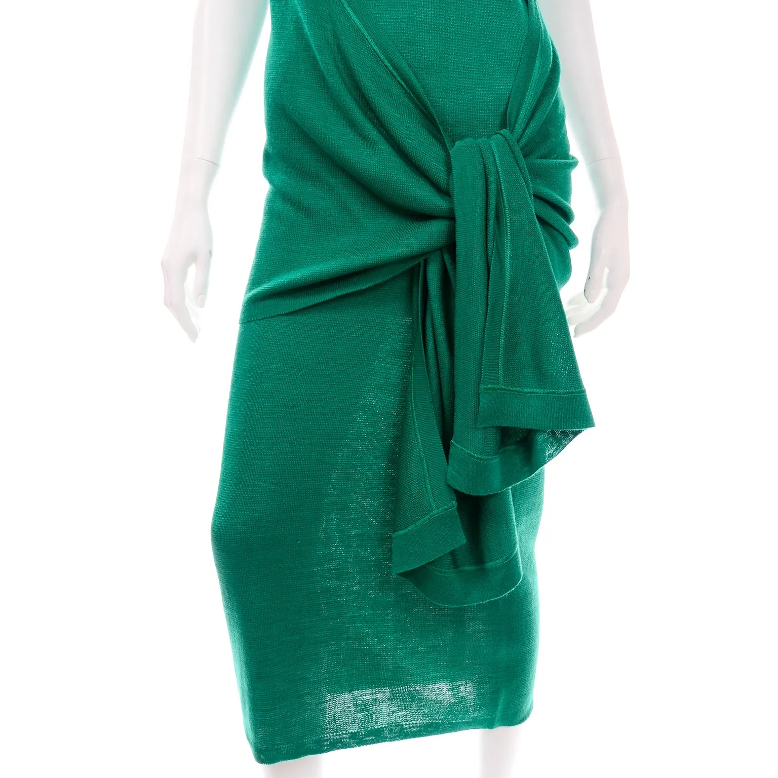 Angelo Tarlazzi Vintage Green Stretch Knit Sleeveless Dress