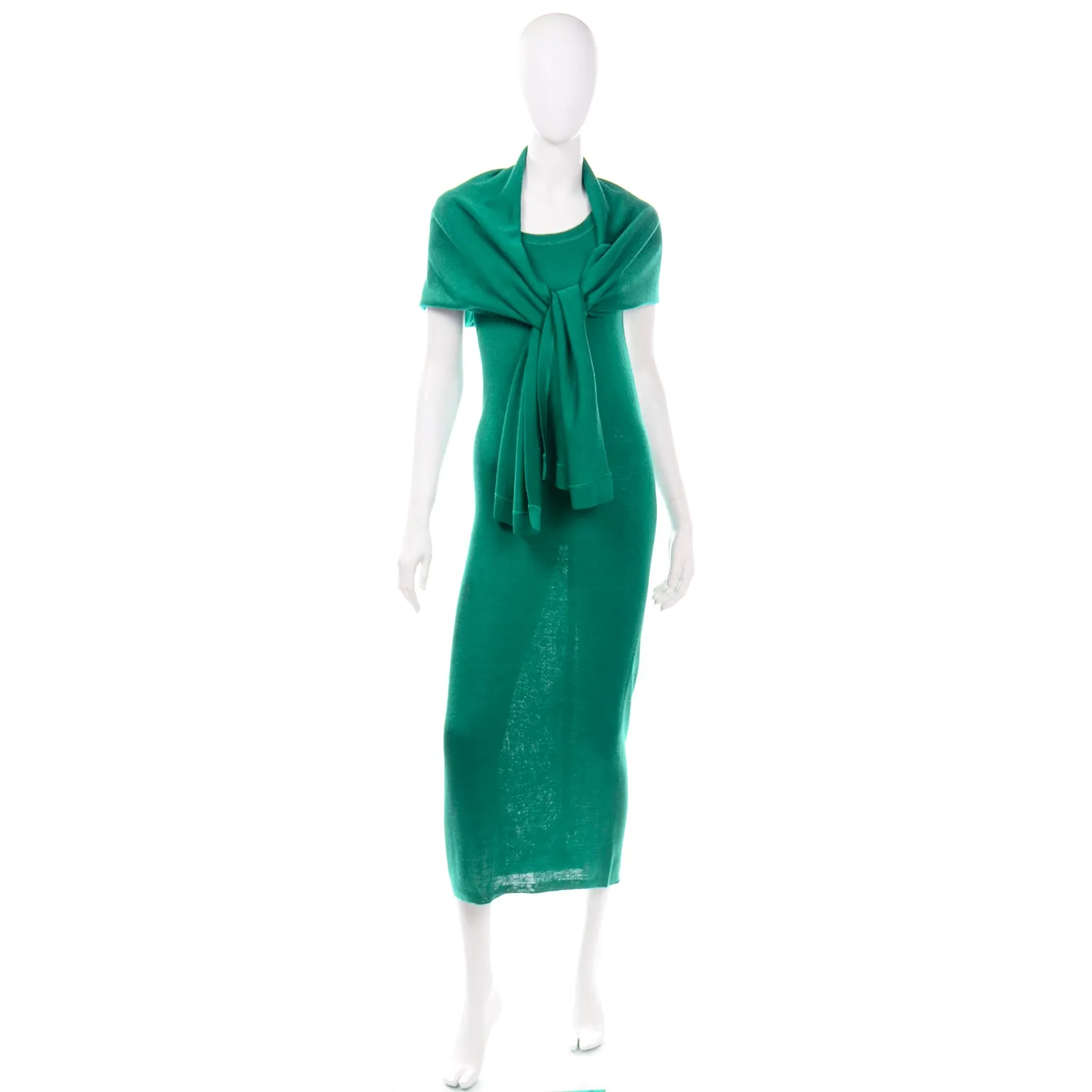 Angelo Tarlazzi Vintage Green Stretch Knit Sleeveless Dress