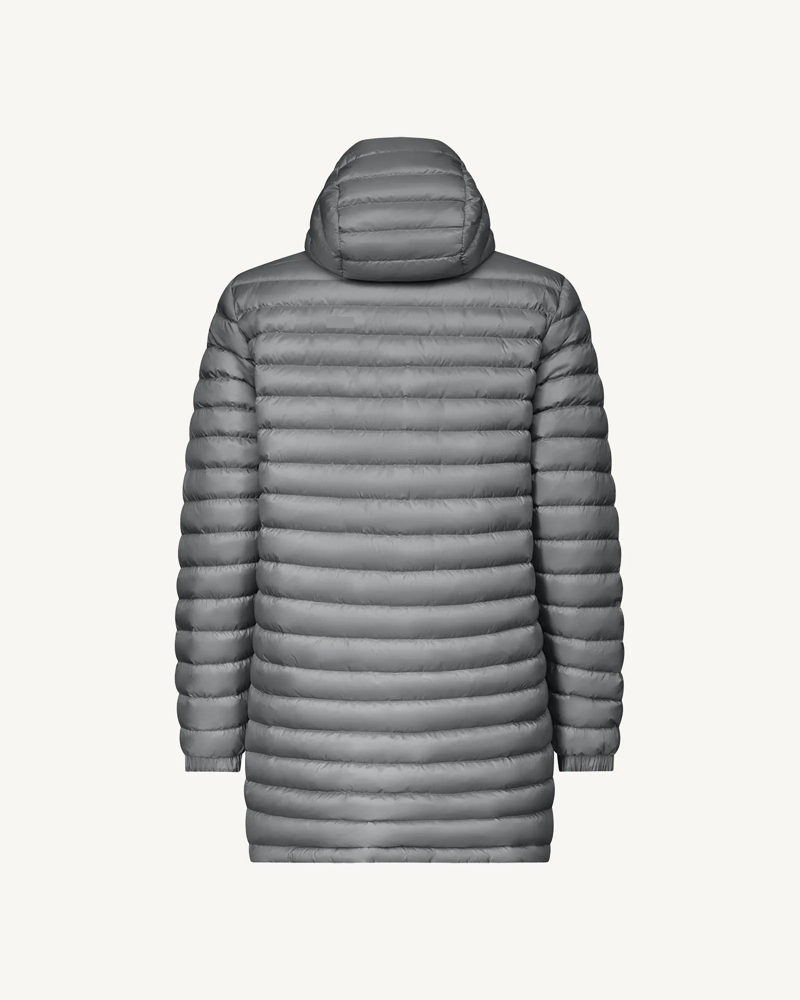 Anthracite/Woolen grey Amsterdam long reversible hooded puffer jacket reversible hooded