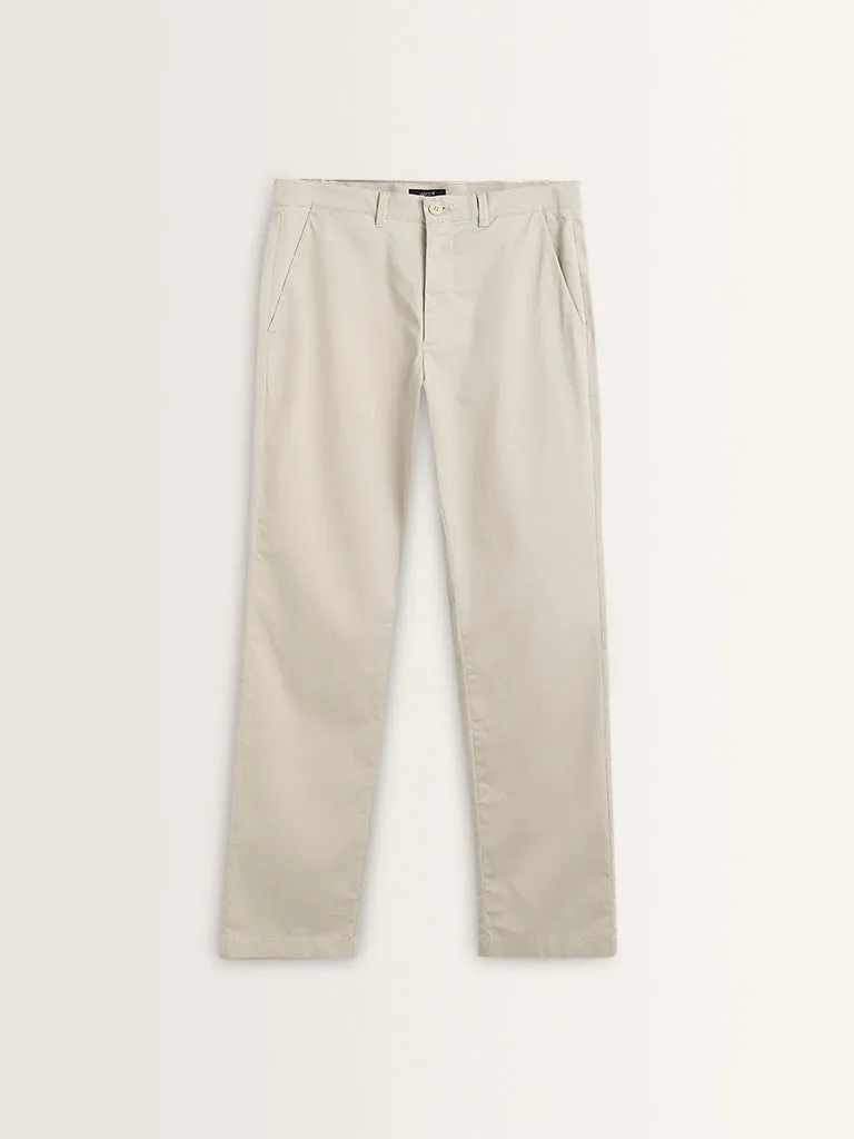 Ascot Off-White Relaxed-Fit Mid-Rise Cotton Blend Chinos