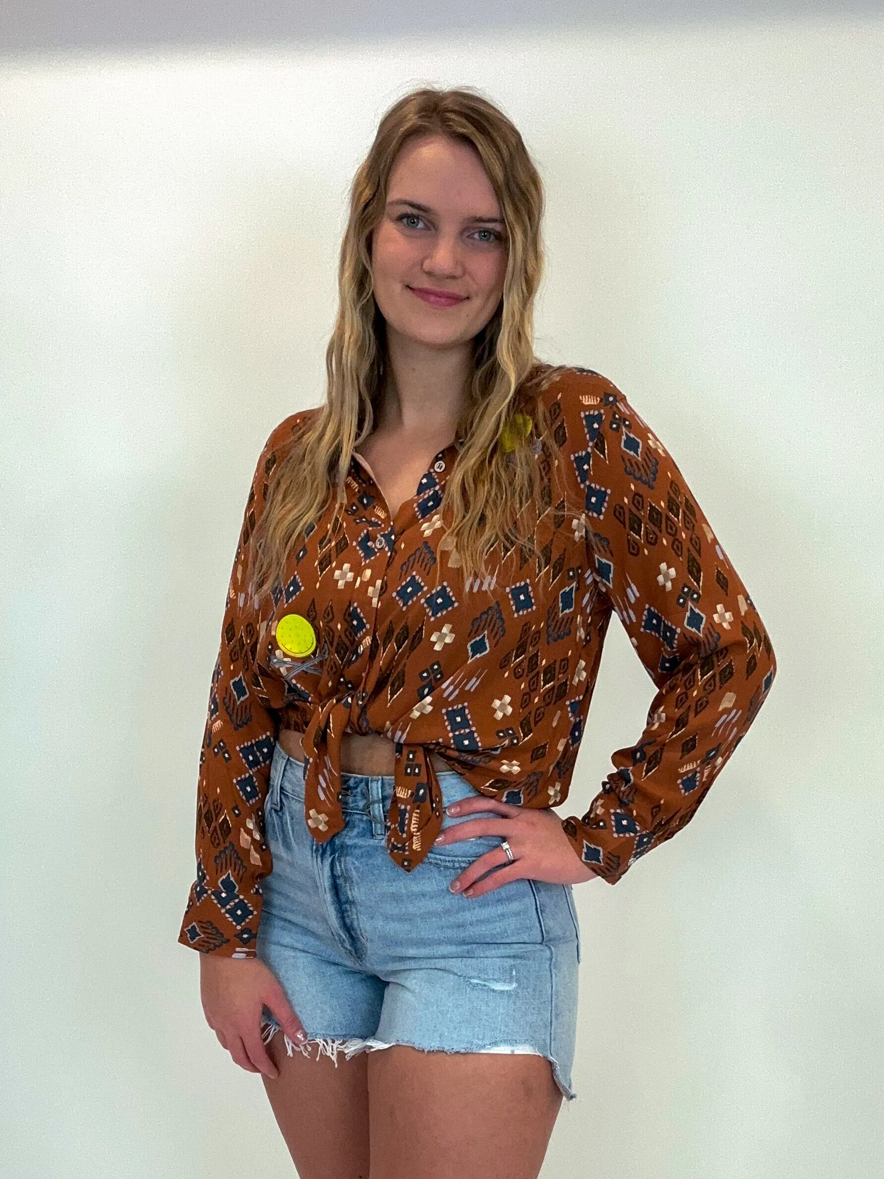 Aztec Button-Up Blouse