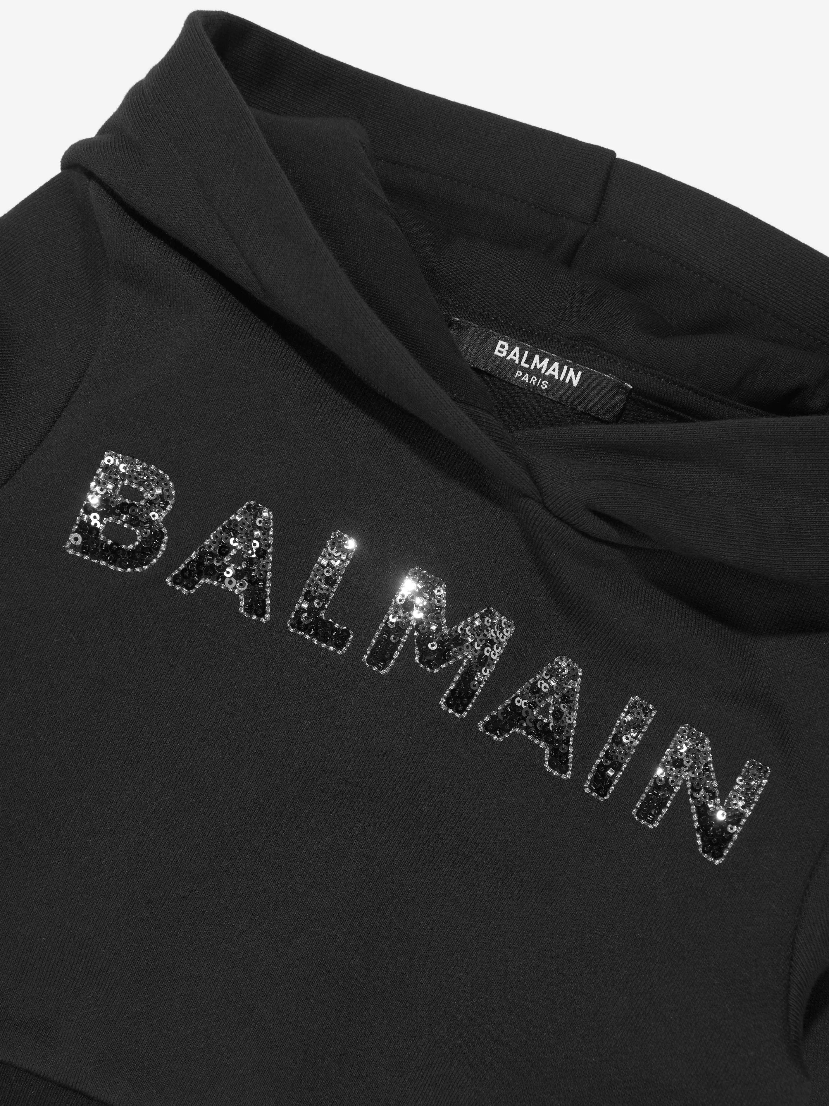 Balmain Girls Logo Hoodie in Black