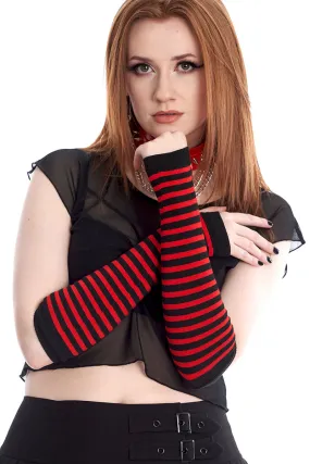 Banned Francis Striped Arm Warmers Red