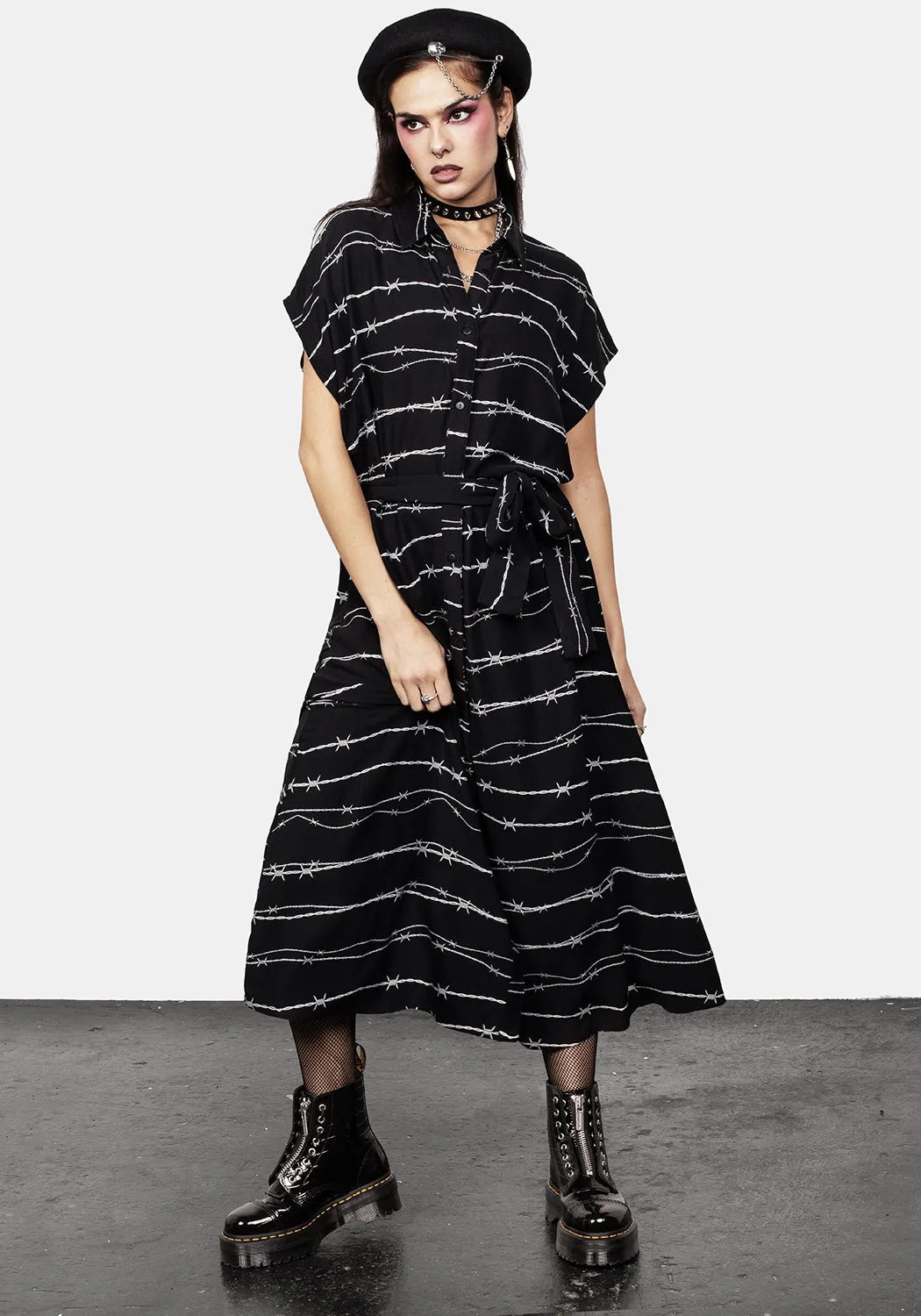 Barbed Midi Shirt Dress