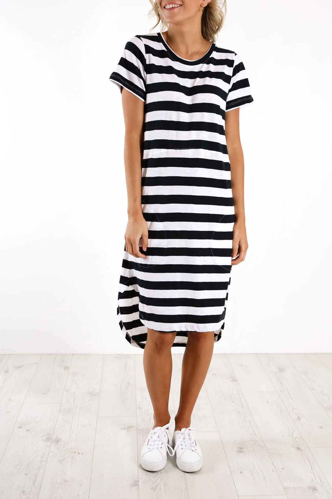 Bayley Dress Navy White Stripe