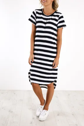 Bayley Dress Navy White Stripe