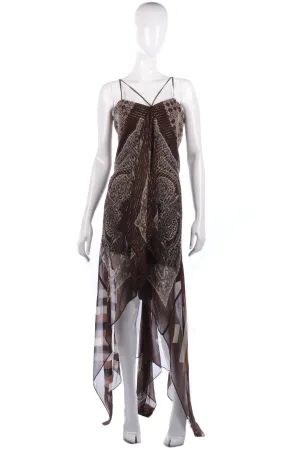 BCBG Maxazria Silk Dress Brown and Cream UK Size 10