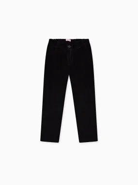 Black Elio Velvet Boy Trousers