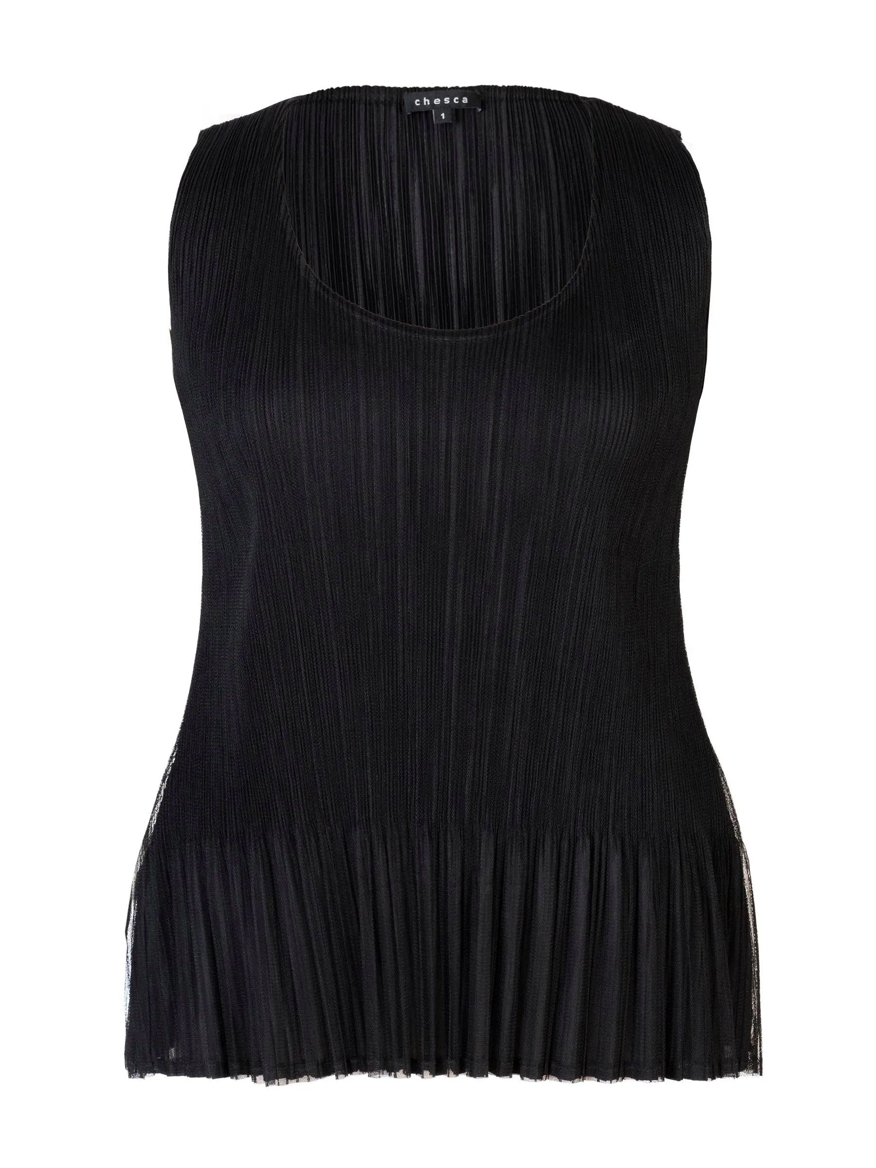 Black Plisse Mesh Camisole