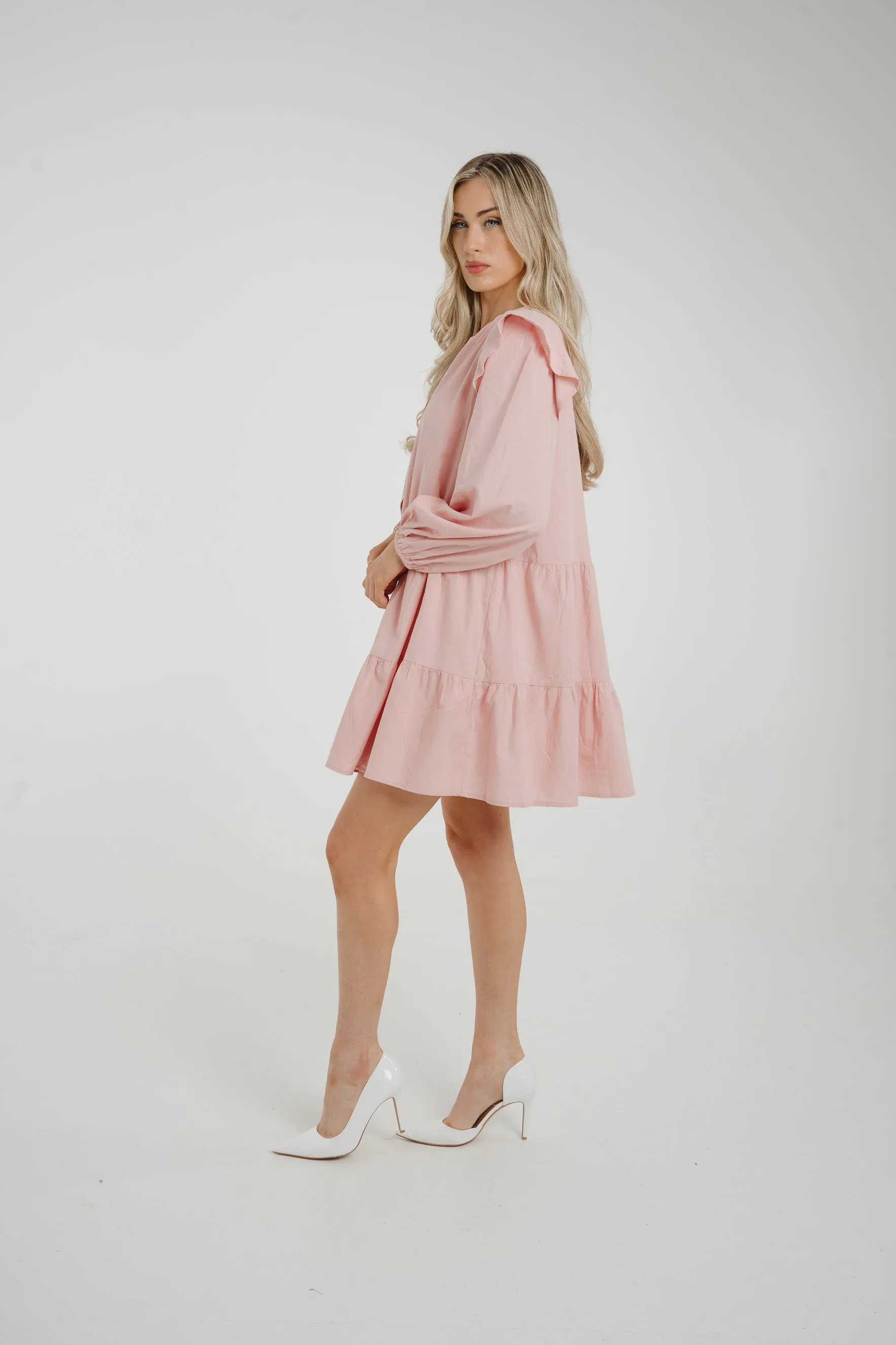 Caitlyn Tiered Shirt Dress In Pink