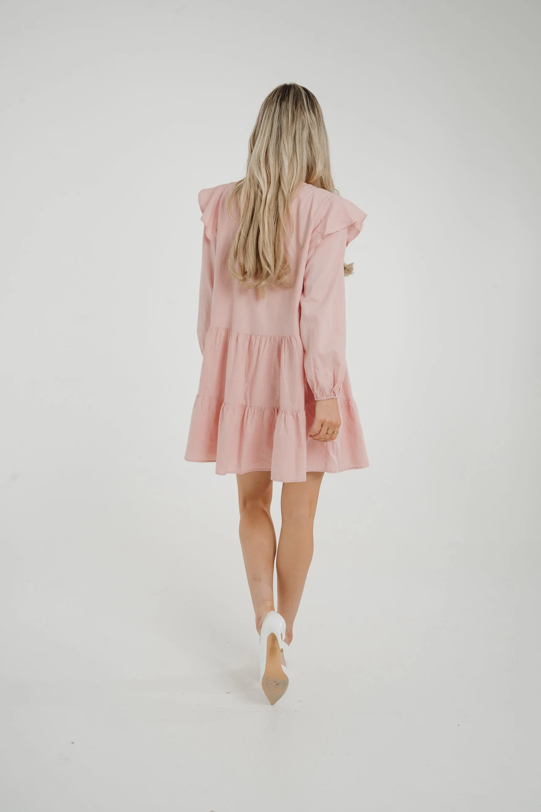 Caitlyn Tiered Shirt Dress In Pink