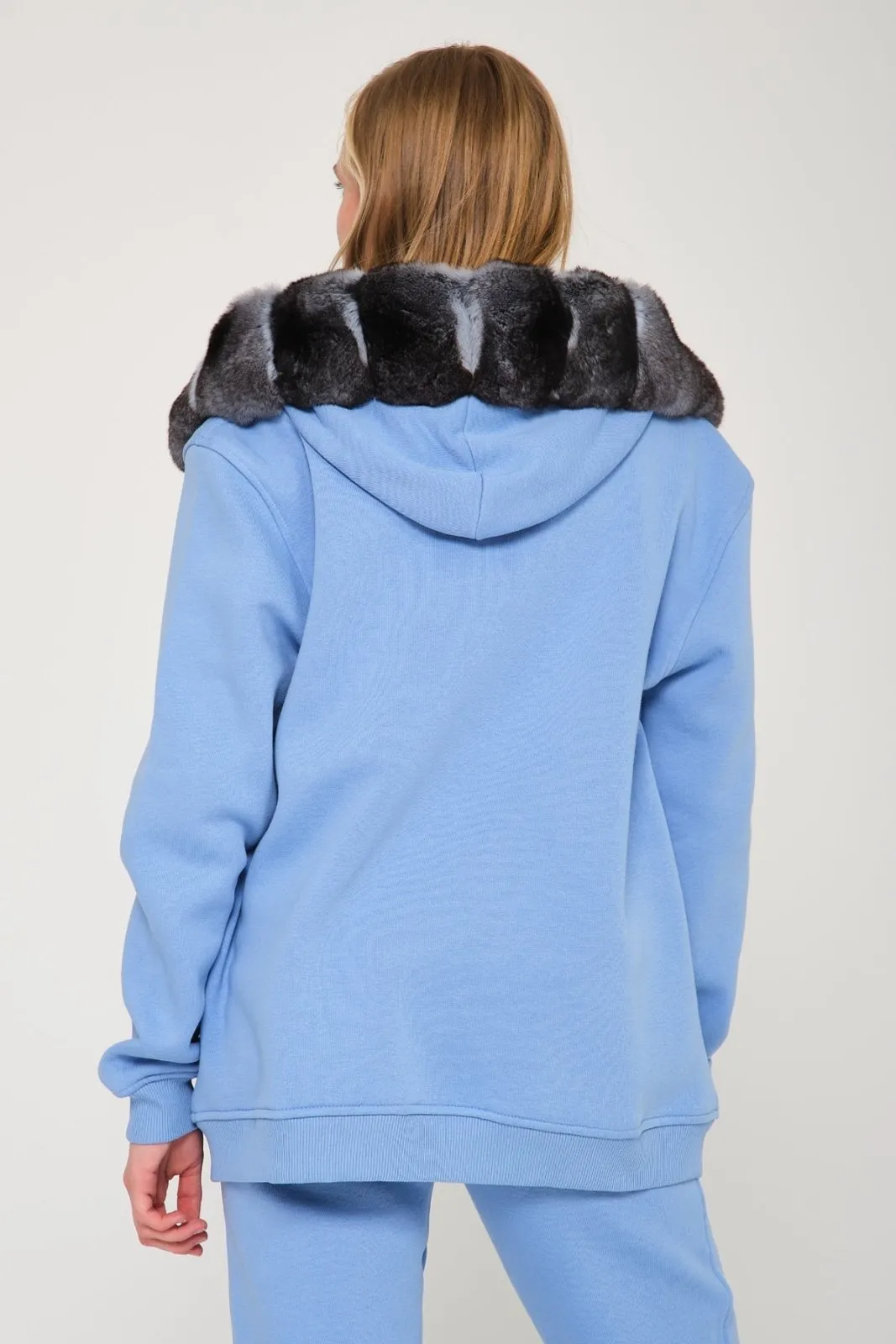 Chinchilla Fur-Lined Zipped Hoodie