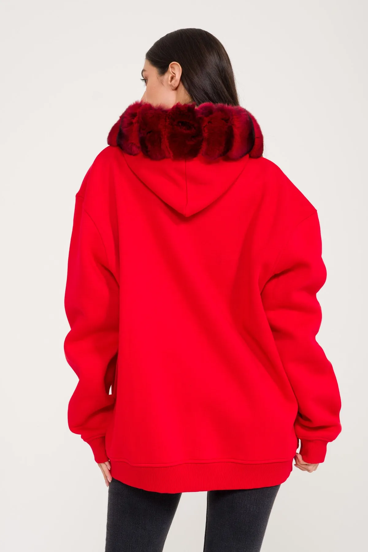 Chinchilla Fur-Lined Zipped Hoodie