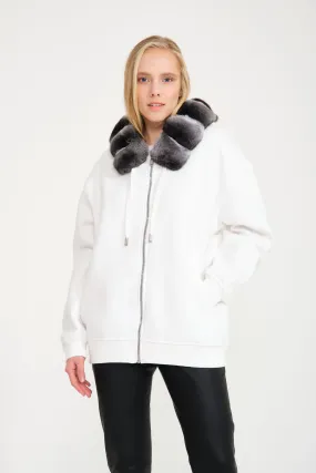 Chinchilla Fur-Lined Zipped Hoodie