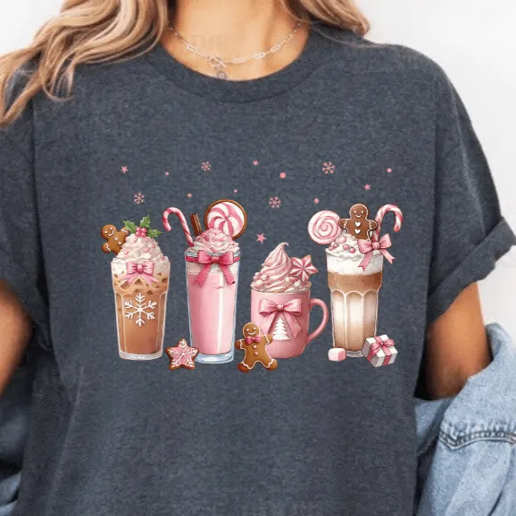 Christmas Coffee Pink Coquette Bow Shirt Bundle