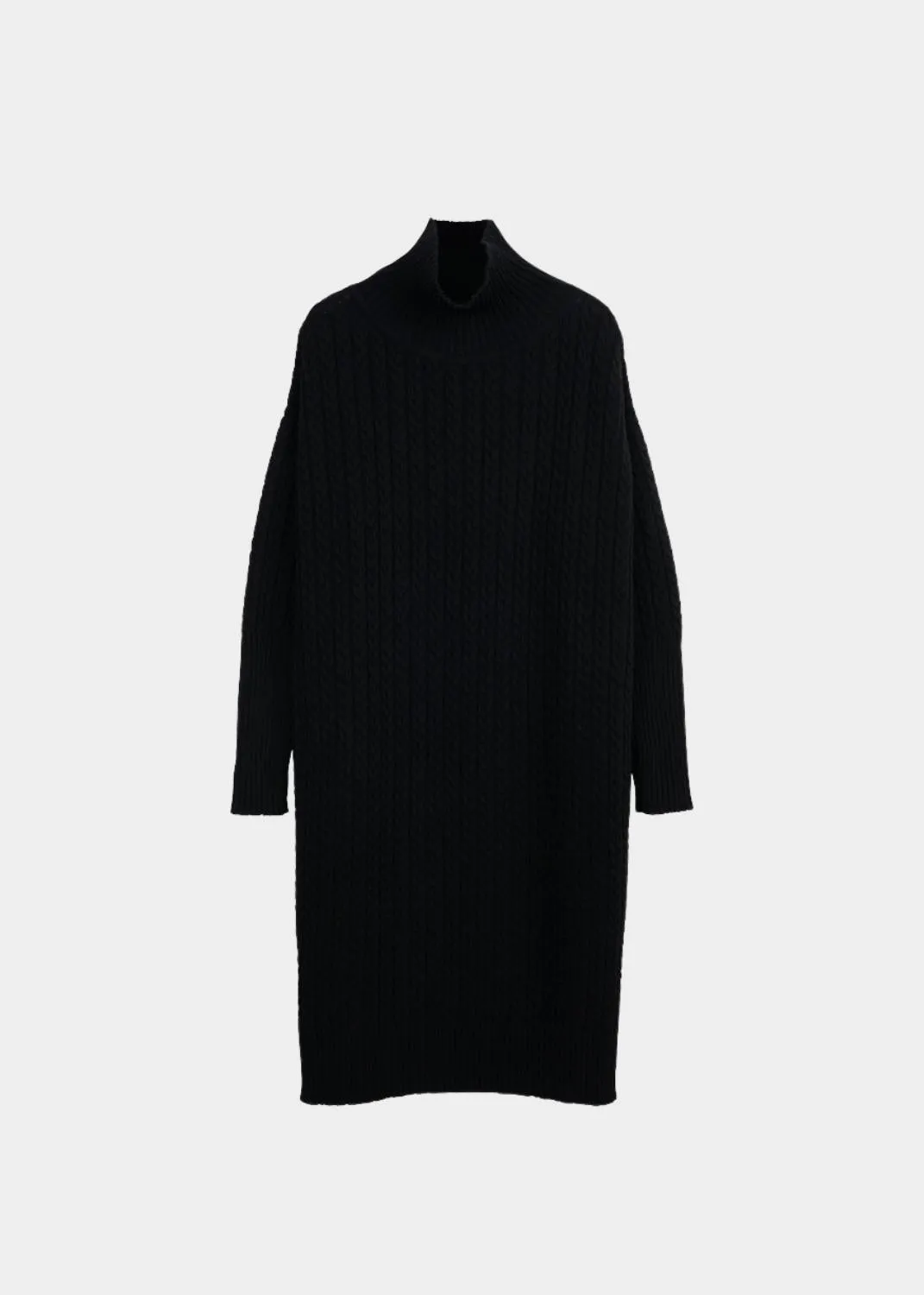 Chunky Turtle Dress Cable Knit Black