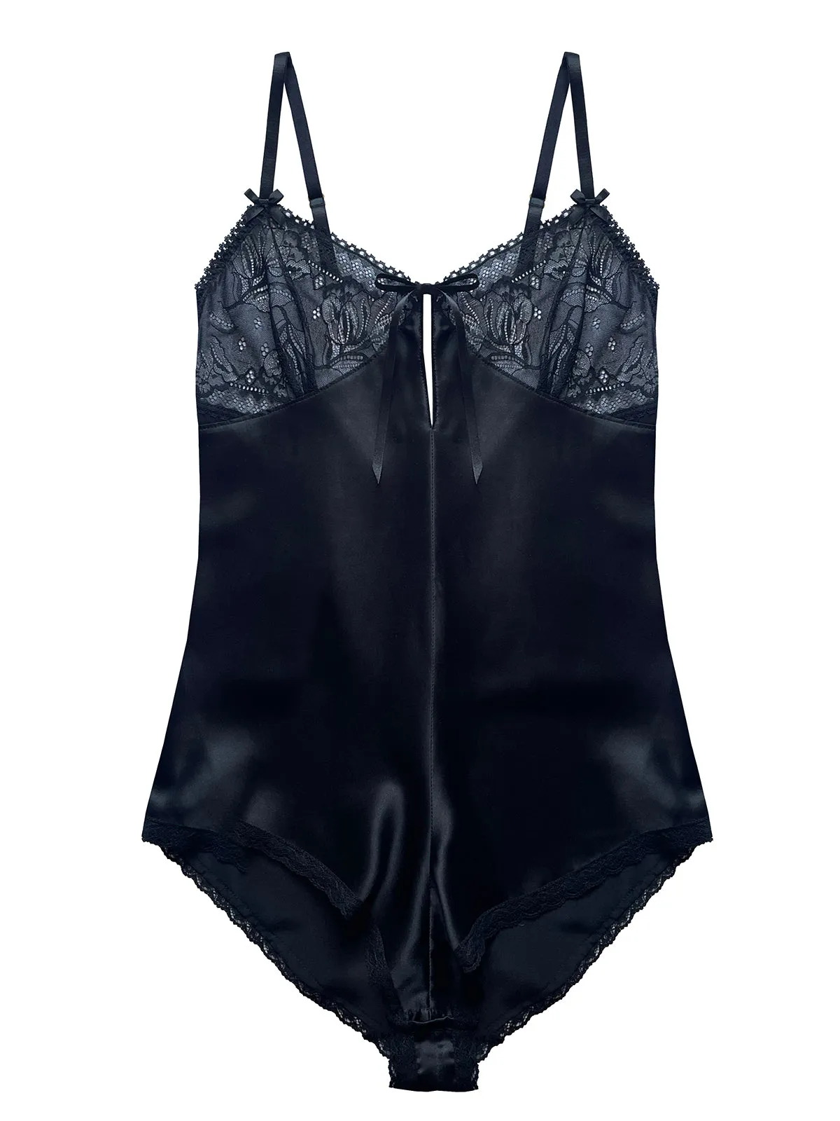 Clara Black Silk & Lace Teddy