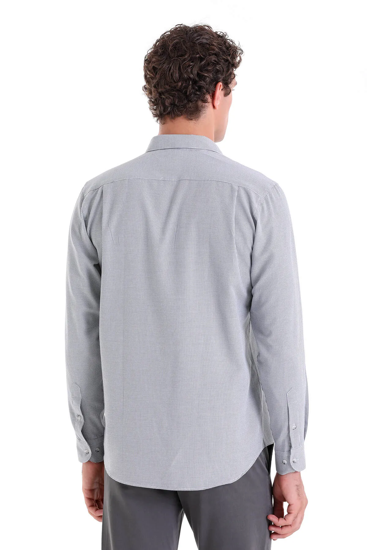 Classic Fit Long Sleeve Cotton Blend Gray Dress Shirt