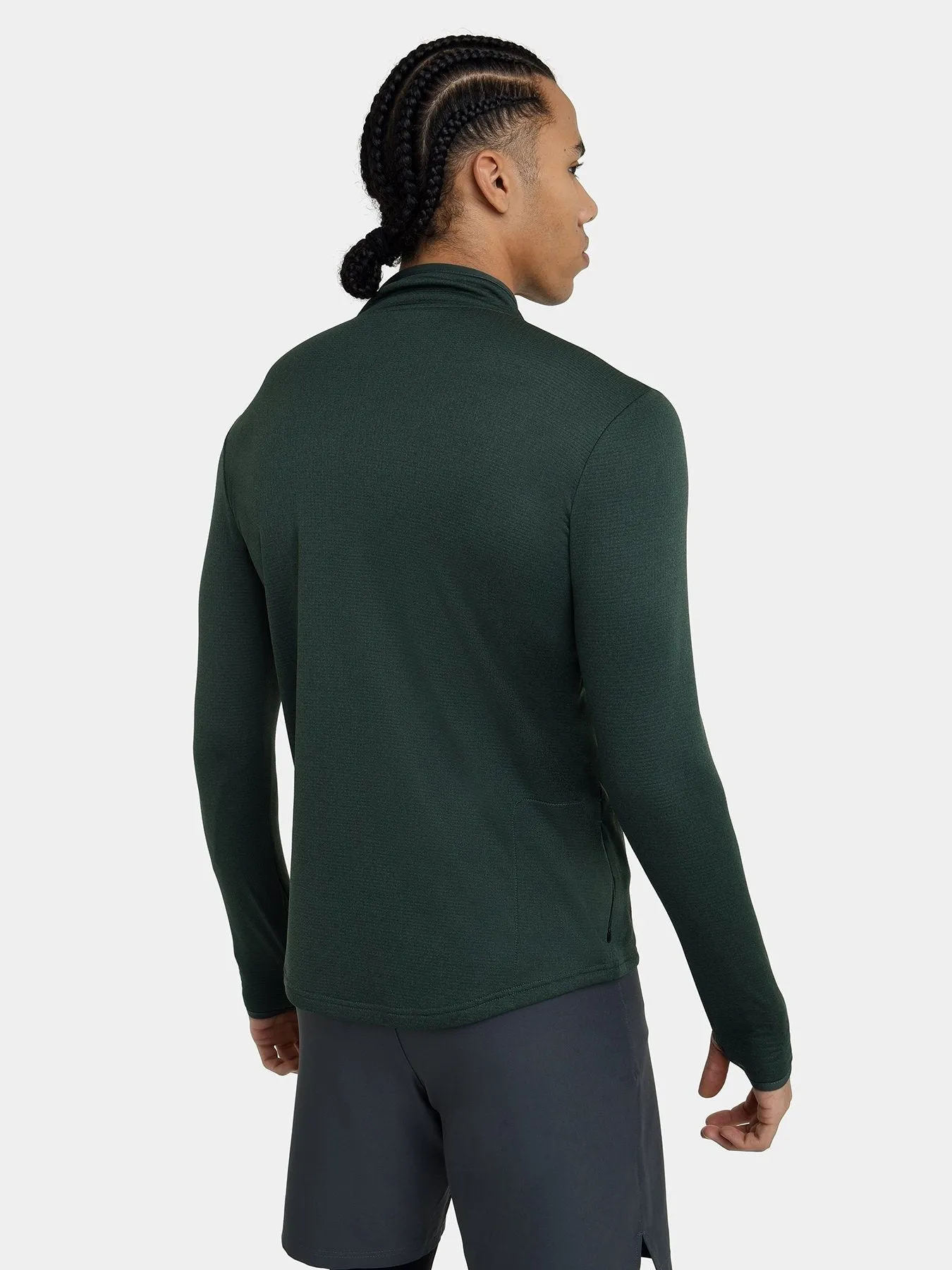 Cloud Fleece Quarter Zip Running Top For Men With Thumbholes & Side Zip Pocket