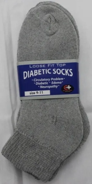 cotton plus women's grey diabetic ankle socks Case of 240