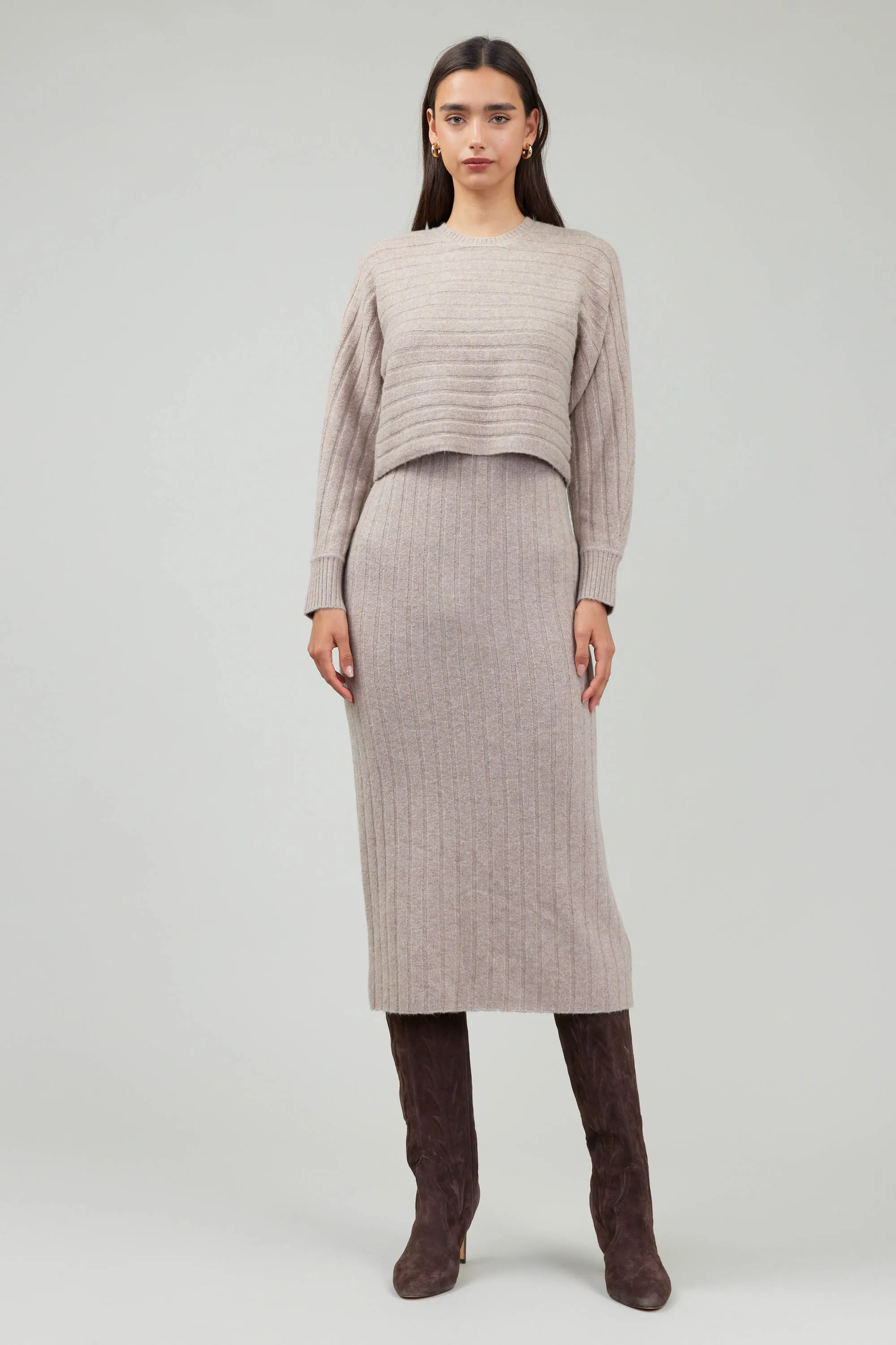 Crewneck Ribbed Sweater Dress