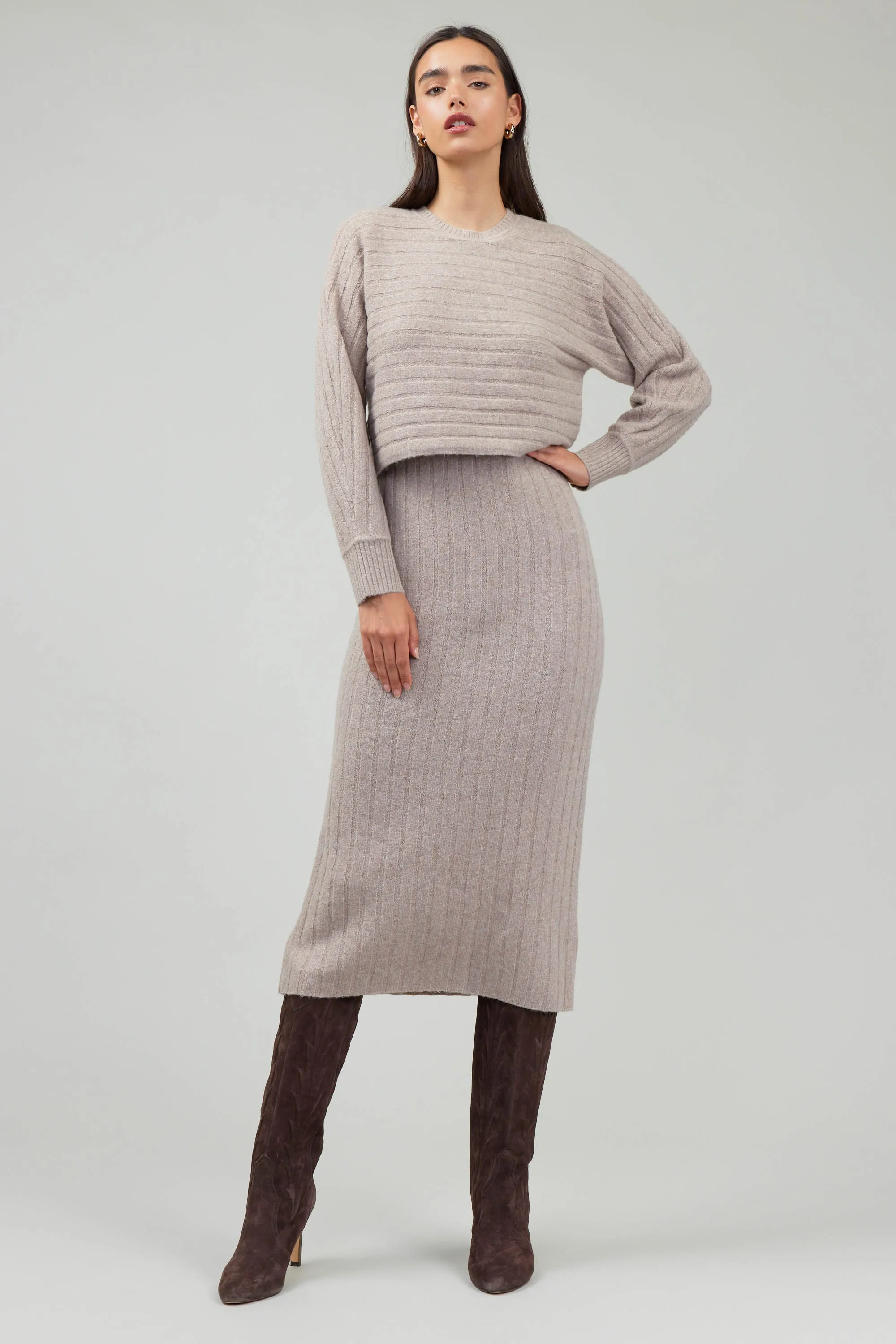 Crewneck Ribbed Sweater Dress