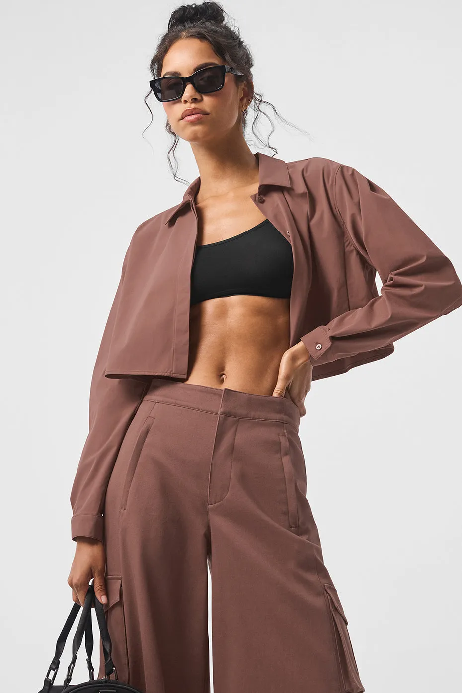 Cropped Take Me Out Button Up - Chestnut