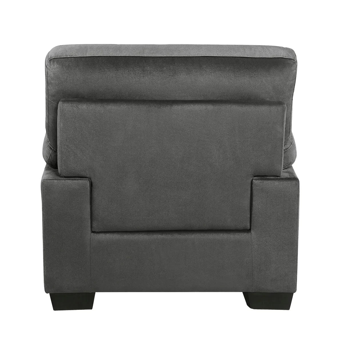 Dark Gray Textured Fabric Armchair with Faux Wood Finish