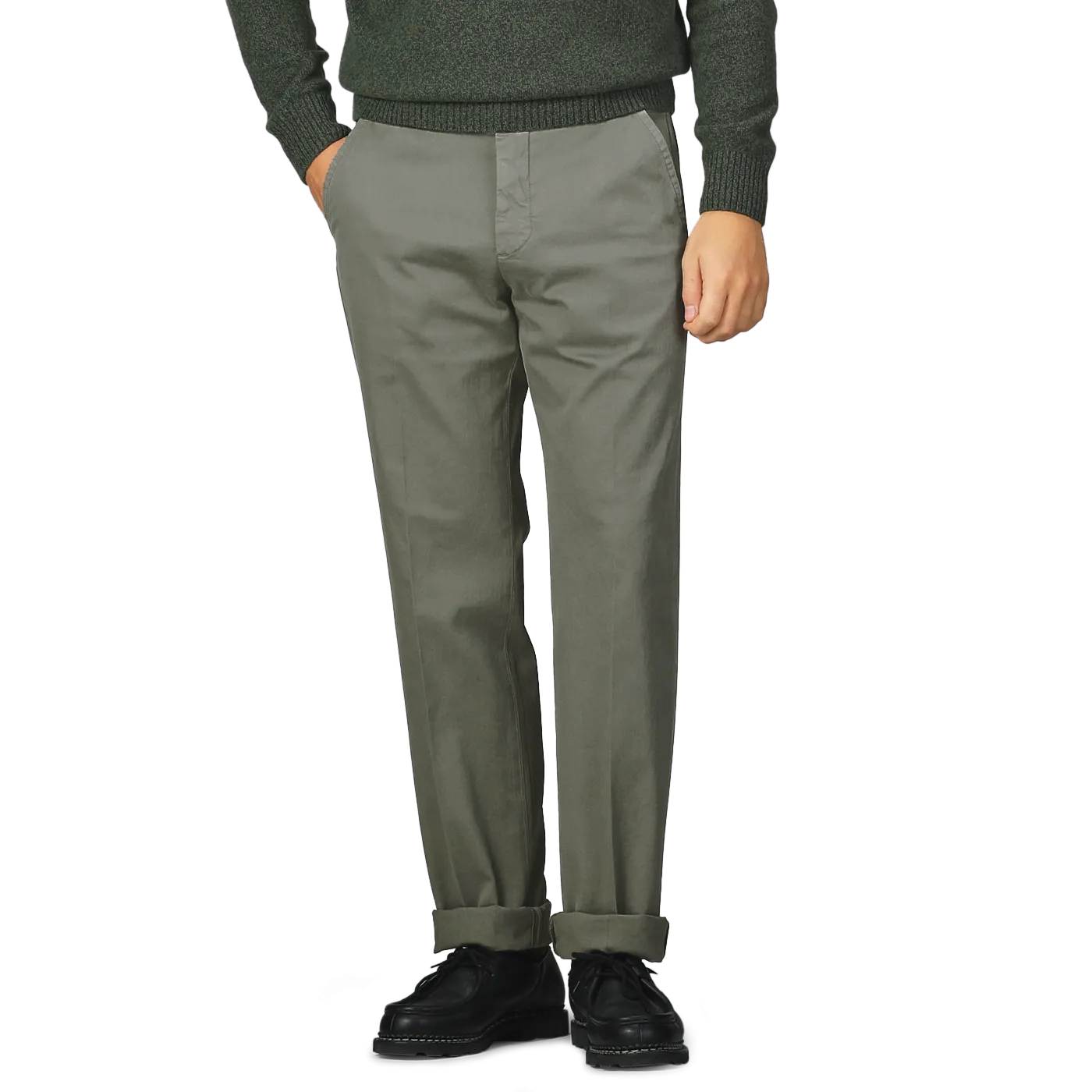 Dark Green Cotton Stretch Model 8 Chinos