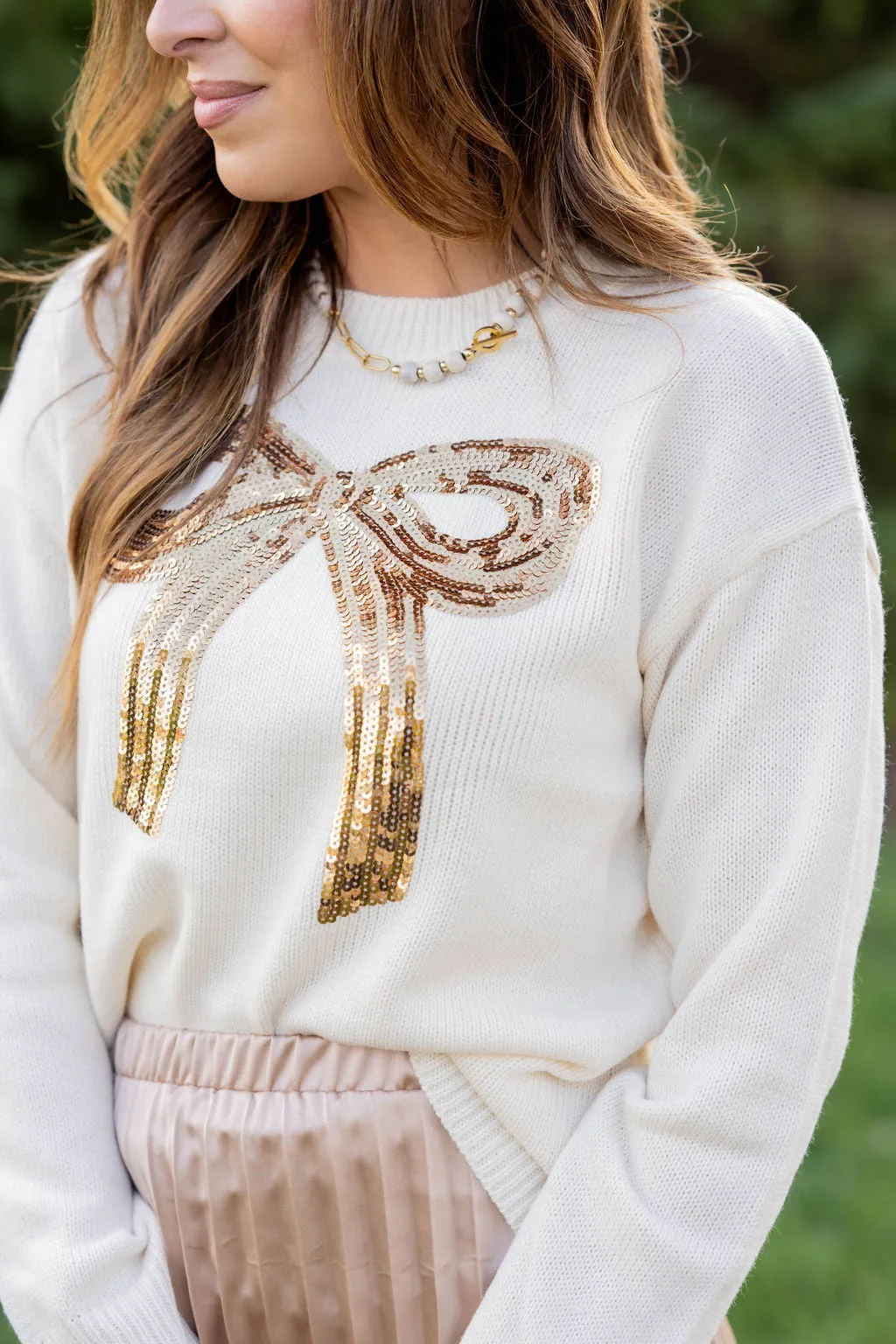 Dazzling Bow Knit Sweater