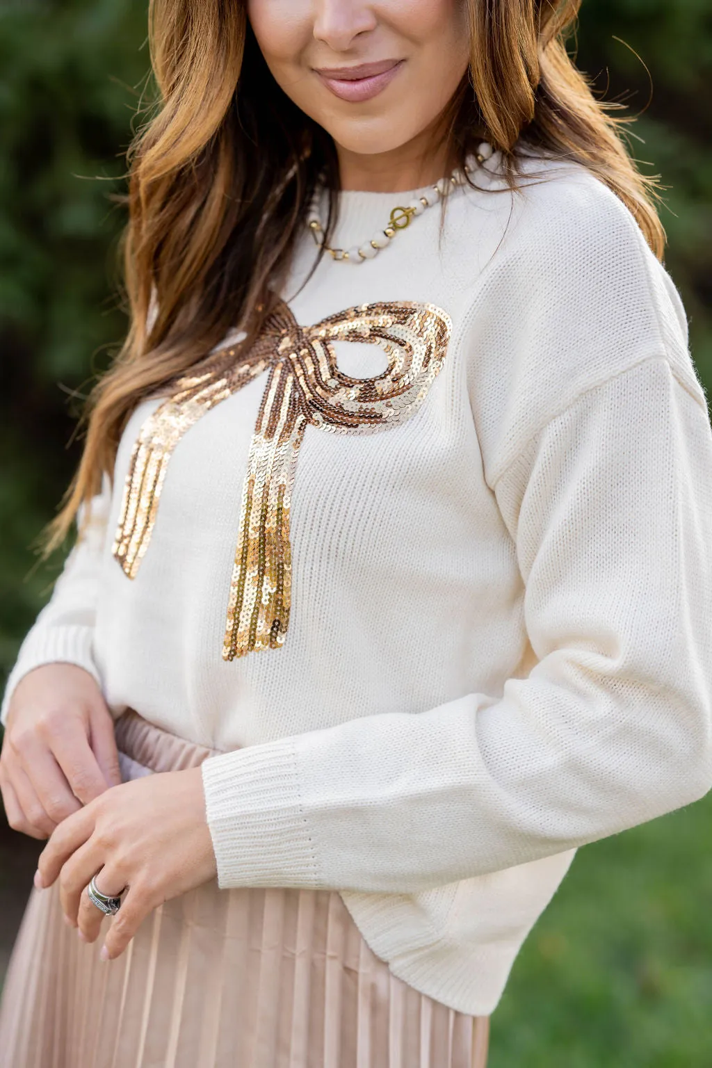 Dazzling Bow Knit Sweater