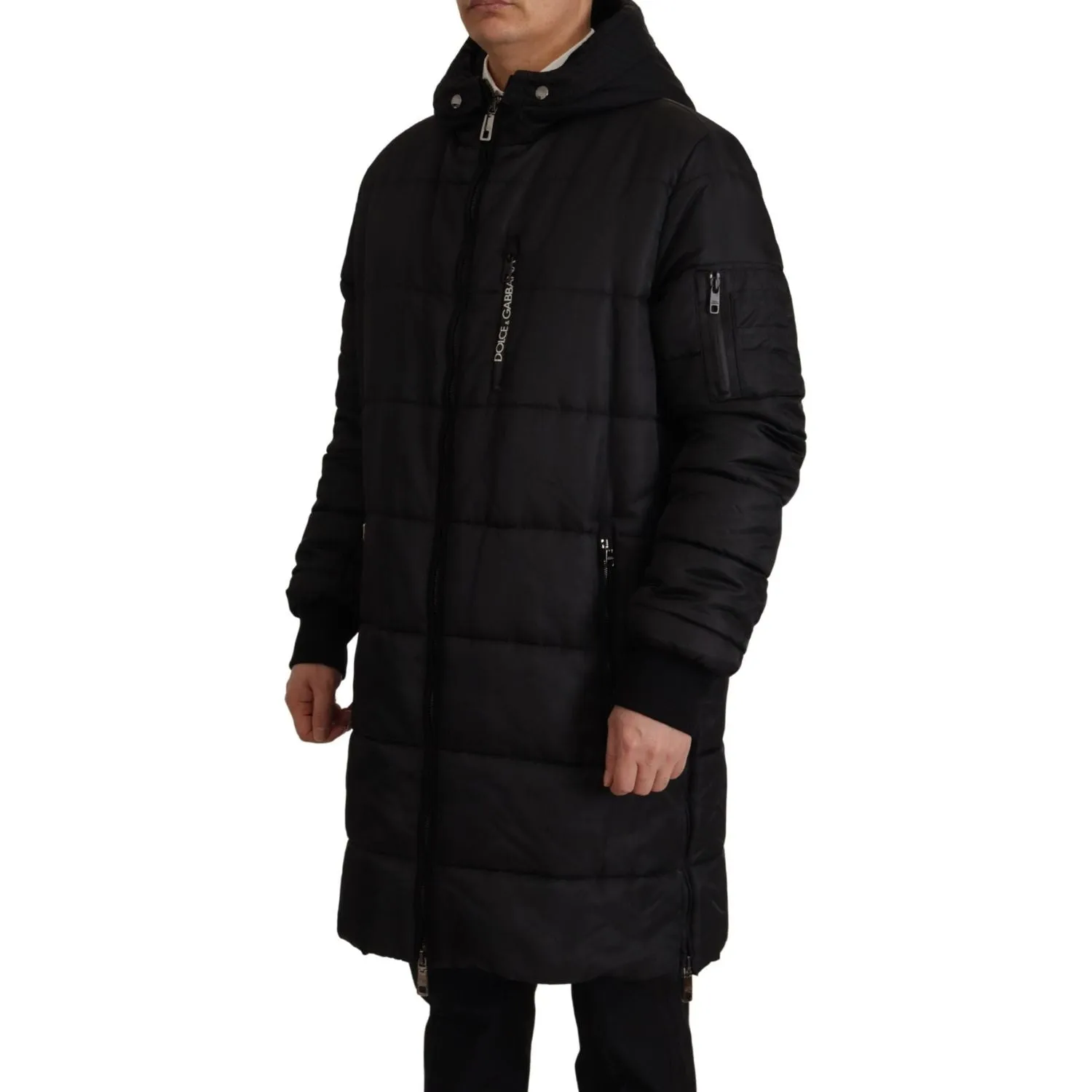 Dolce & Gabbana Elegant Black Hooded Parka Winter Jacket