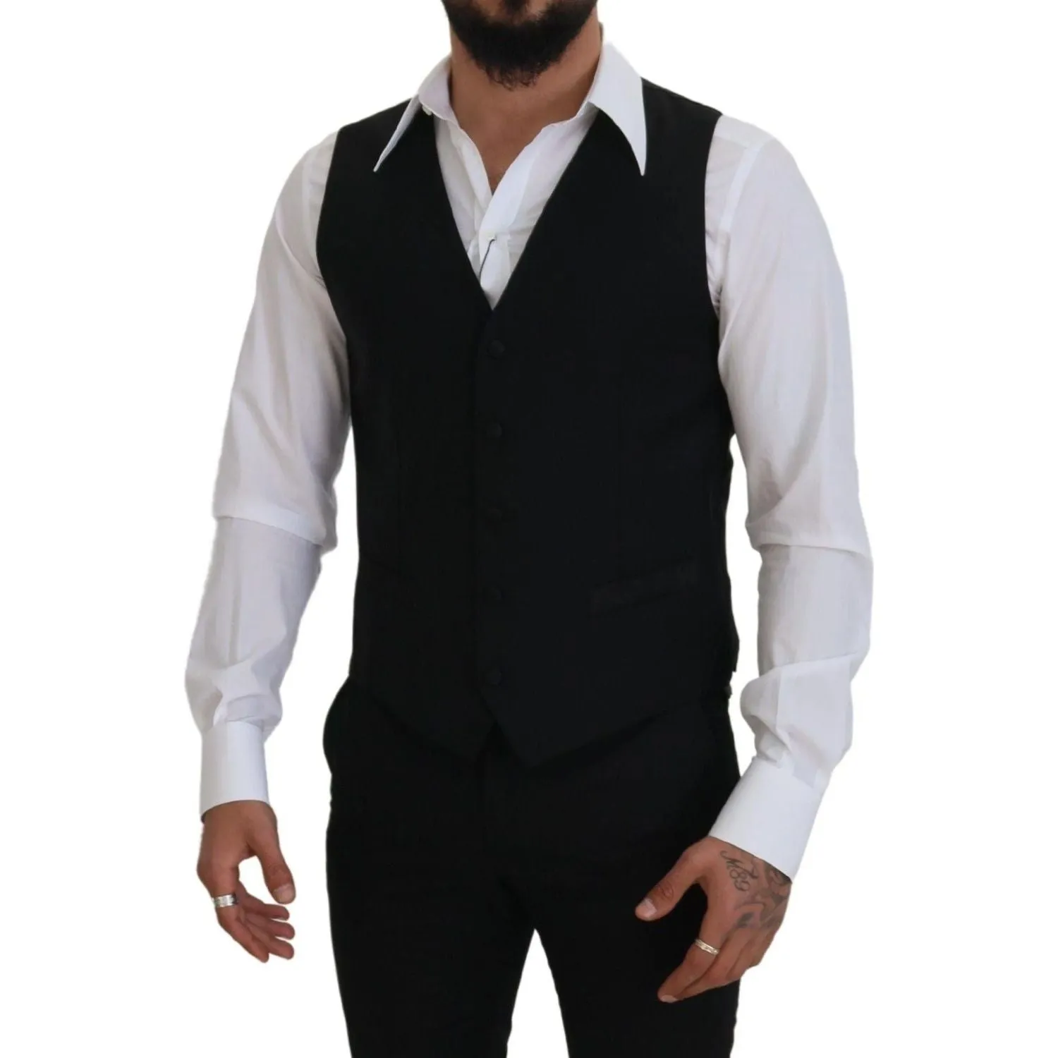 Dolce & Gabbana Elegant Black Single-Breasted Dress Vest