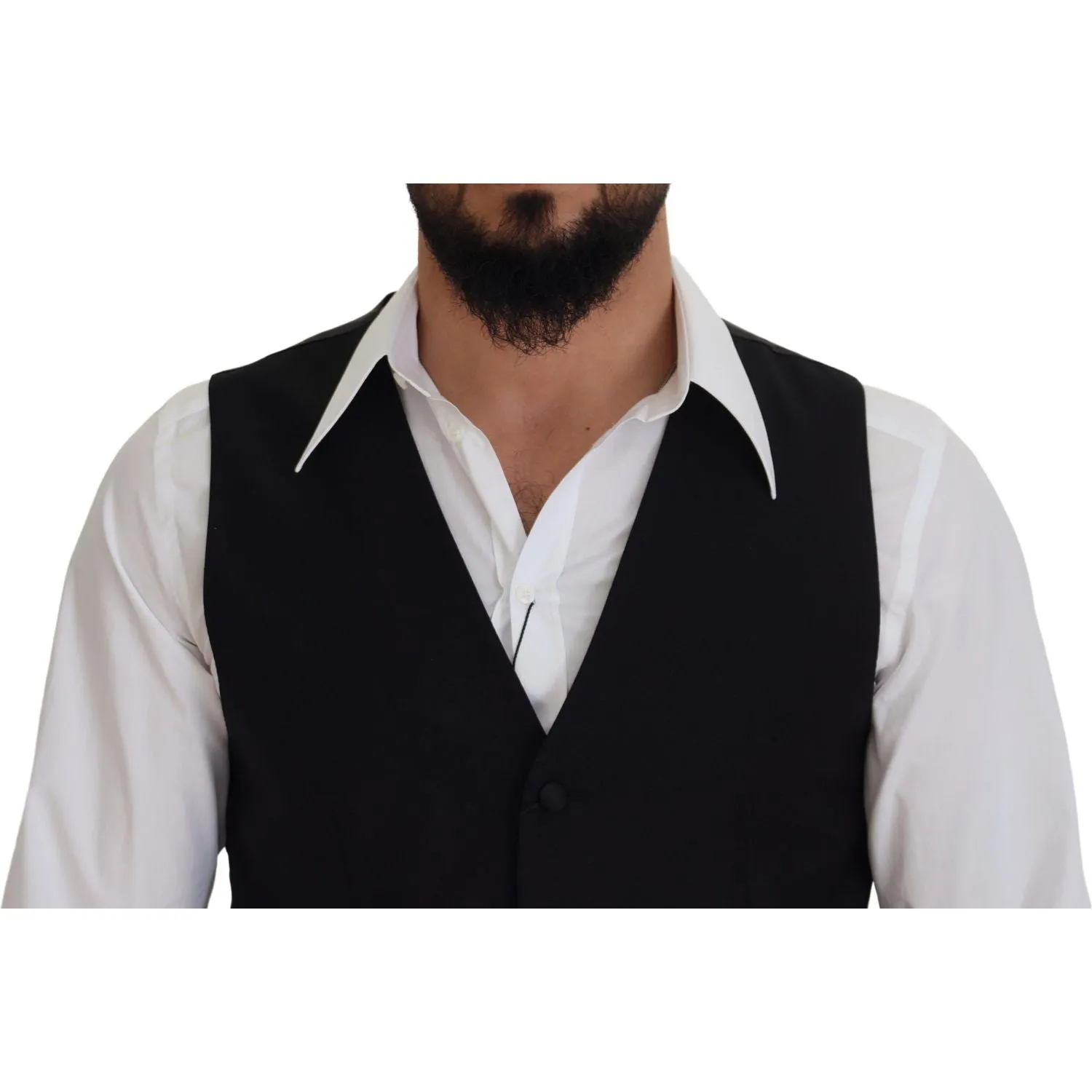 Dolce & Gabbana Elegant Black Single-Breasted Dress Vest