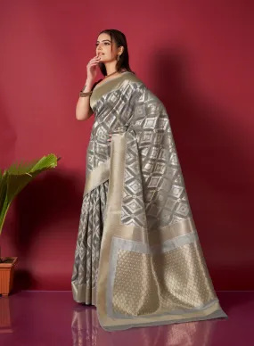 Dusty Grey Saree in Linen