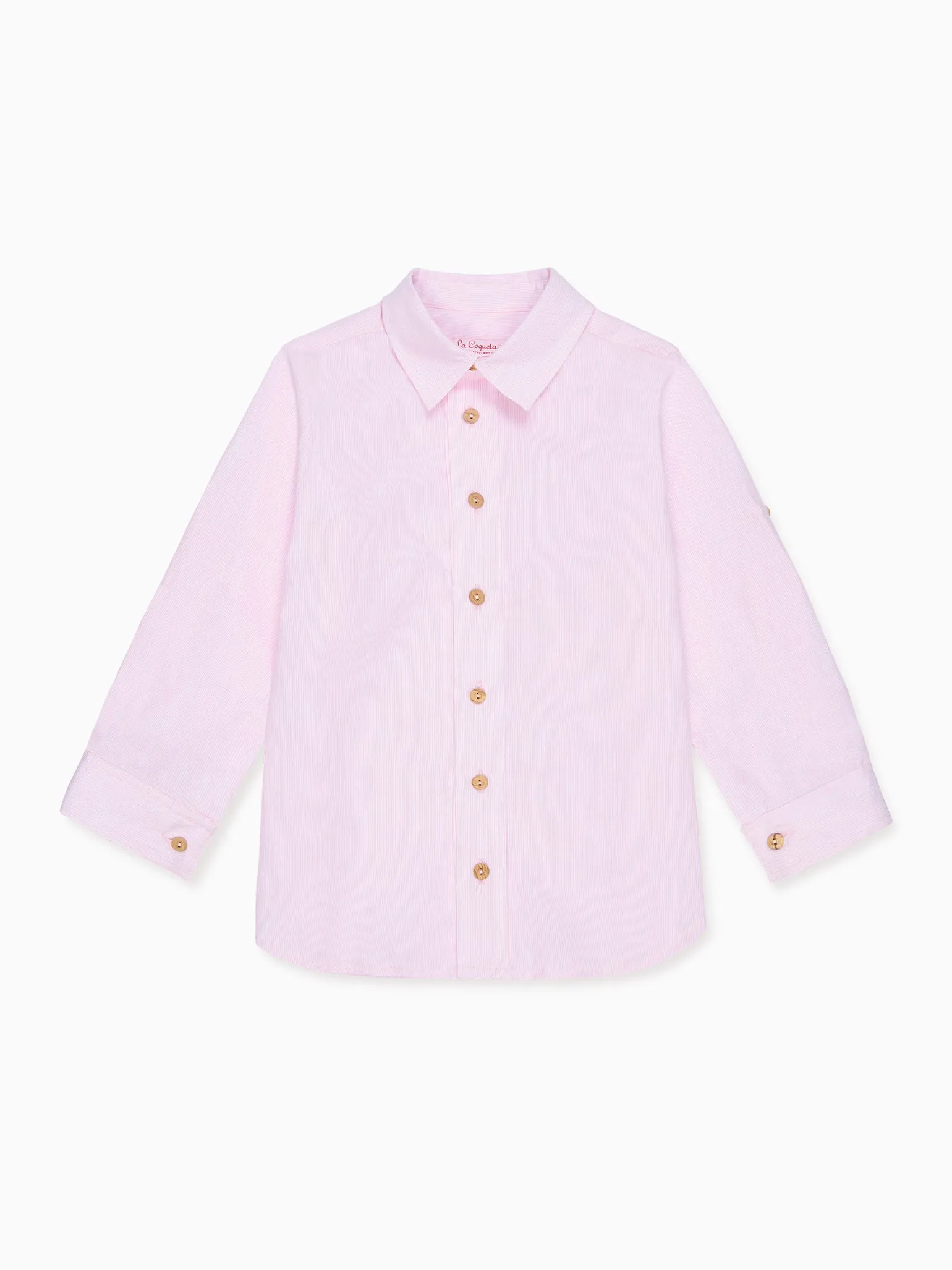 Dusty Pink Stripe Jazmin Linen Mix Long Sleeve Boy Shirt