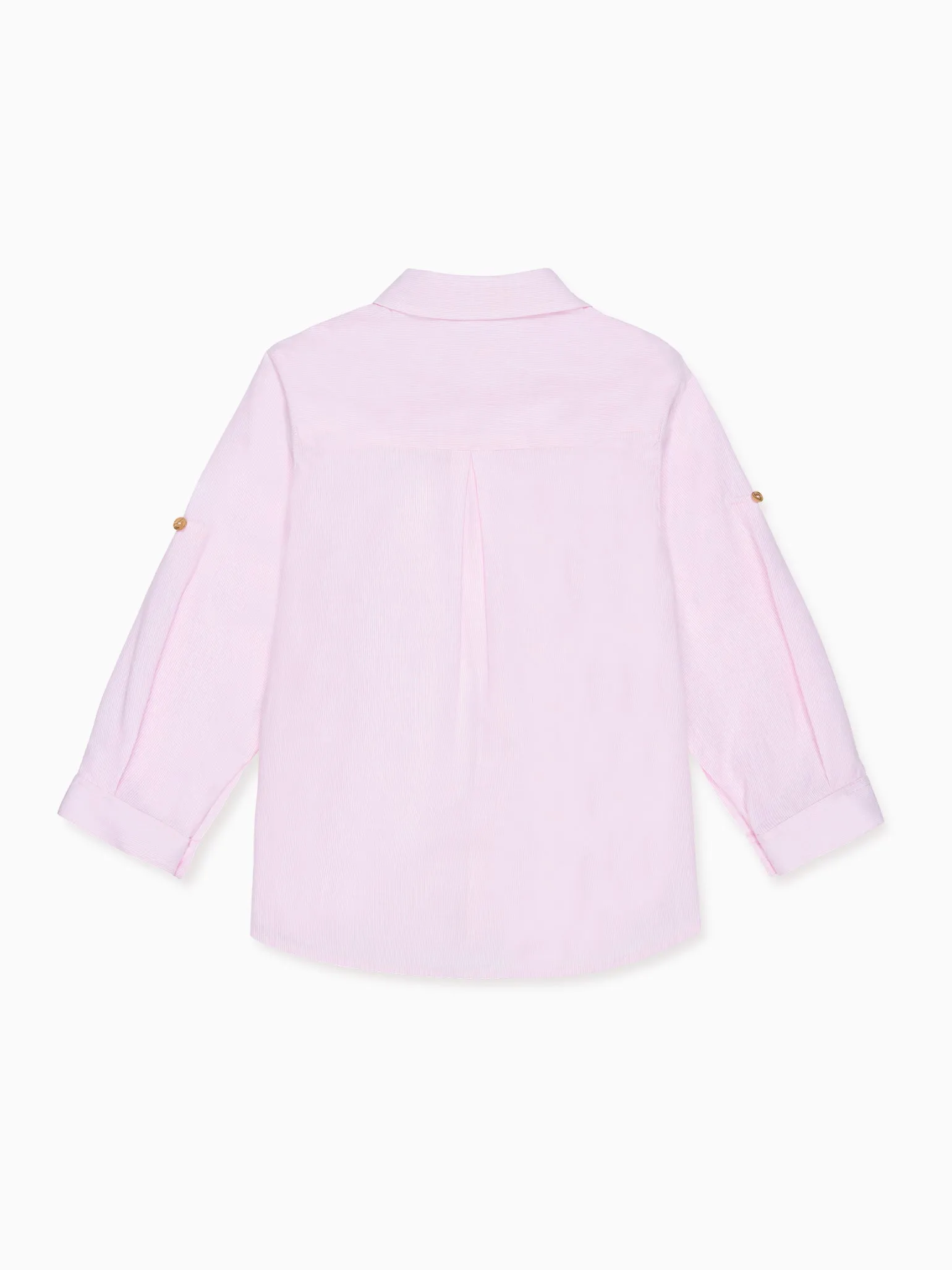 Dusty Pink Stripe Jazmin Linen Mix Long Sleeve Boy Shirt