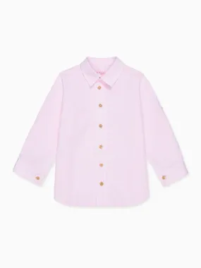 Dusty Pink Stripe Jazmin Linen Mix Long Sleeve Boy Shirt