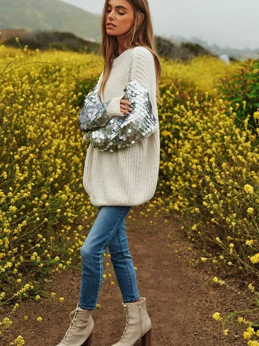 Embrace the Allure Sequin Sleeve Knit Tunic Top