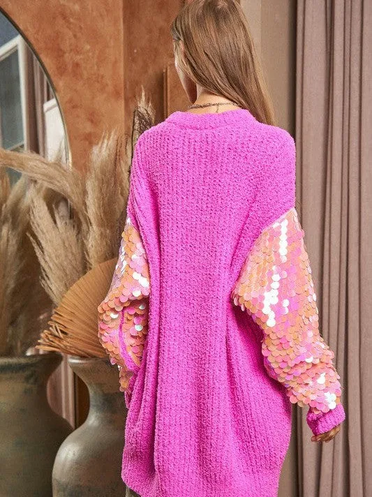 Embrace the Allure Sequin Sleeve Knit Tunic Top