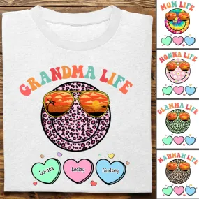 Family - Grandma Life Beach Summer Smiley Face Vacation - Personalized T-Shirt (TT)