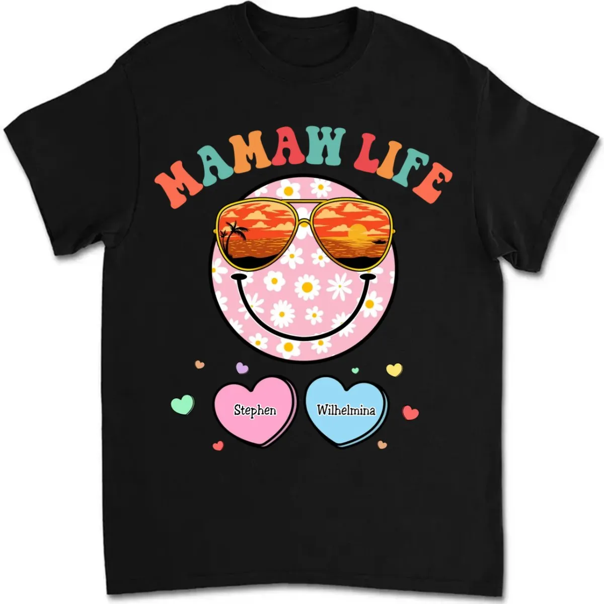 Family - Grandma Life Beach Summer Smiley Face Vacation - Personalized T-Shirt (TT)