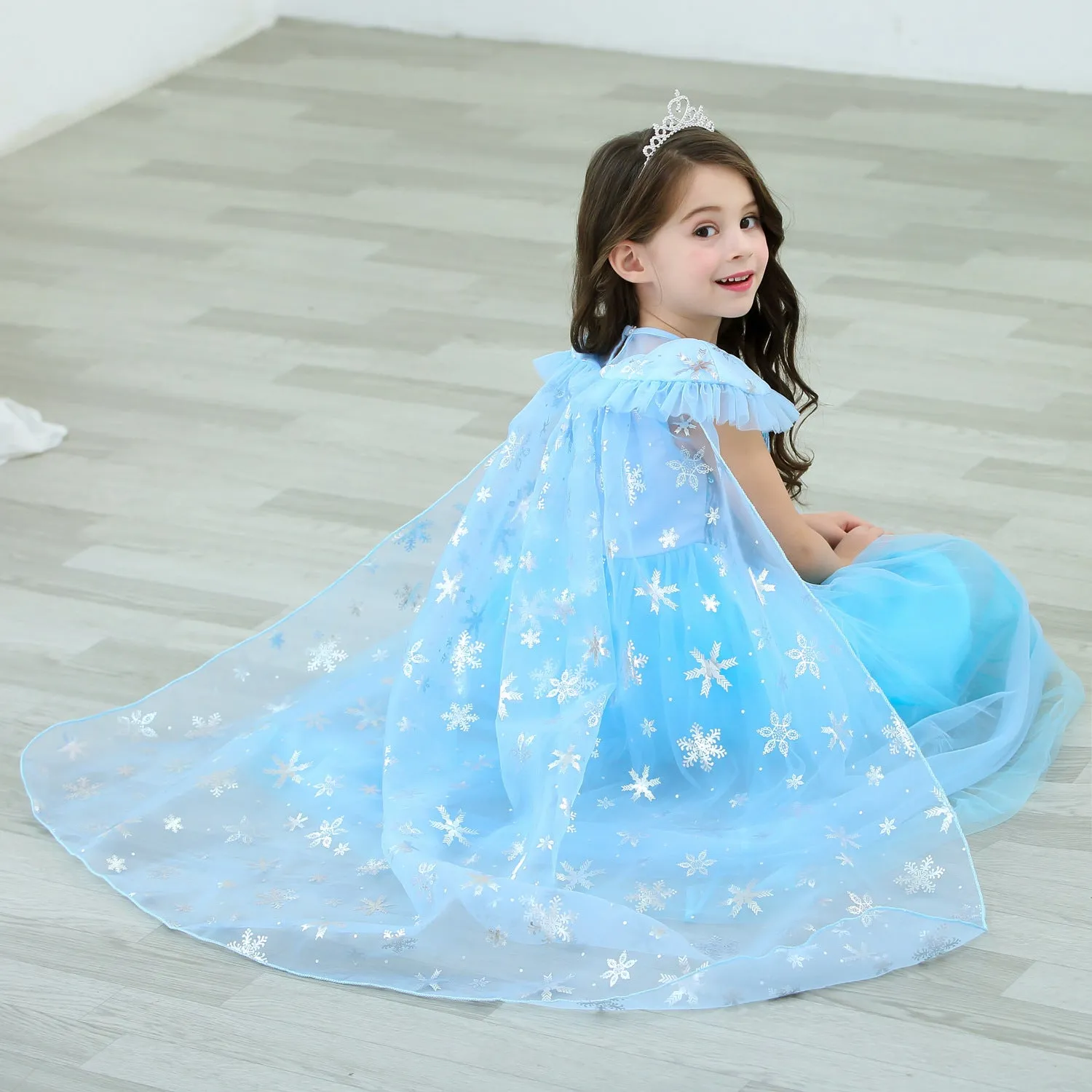 Fancydresswale Princess Elsa Party Dress with,Crown,Necklace,Earrings,Gloves Accessories 3-8 Years