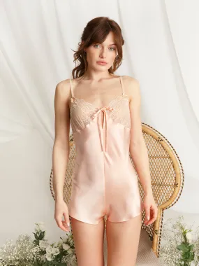 Faye Peach Silk Playsuit